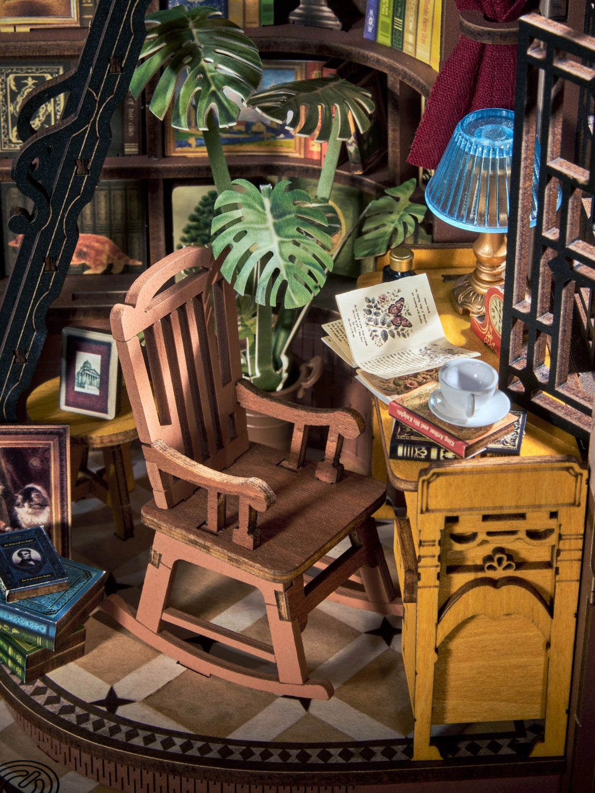 Silent Corner Study is a complete miniature bookshelf insert kit designed for craft enthusiasts and book lovers, featuring pre-cut wooden pieces, vintage-style furniture, bookshelves, and warm LED lighting that creates a cozy reading nook scene. Ideal for retail gift shops, bookstores, and hobby stores, this eye-catching decor item comes in compact, shelf-ready packaging with clear instructions and assembly tools included—making it a thoughtful gift and an engaging DIY project for adults and teens alike.