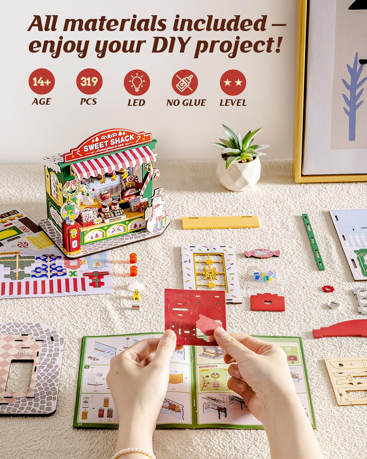 DIY Miniature House Kit: Christmas Candy Stand