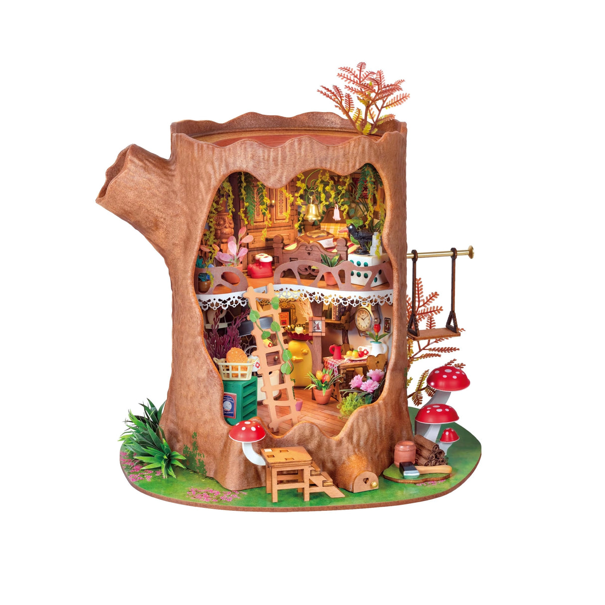 Bring a touch of storybook charm to your shelves with the Fairytale Tree House DIY Miniature Kit — a cozy two-story tree-trunk home filled with whimsical details, plants, and tiny décor. A relaxing build and a beautiful display piece for miniature lovers.

2 AAA batteries required; batteries are not included.
Ages 14+
275 pieces&nbsp;
Assembled size: 8.3 x 7.2 x 8.9 inches