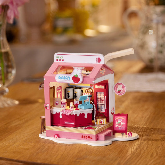 DIY Miniature House Kit: Strawberry Milk Box