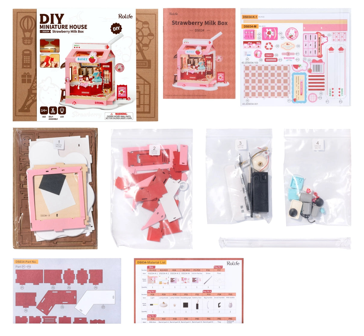 DIY Miniature House Kit: Strawberry Milk Box
