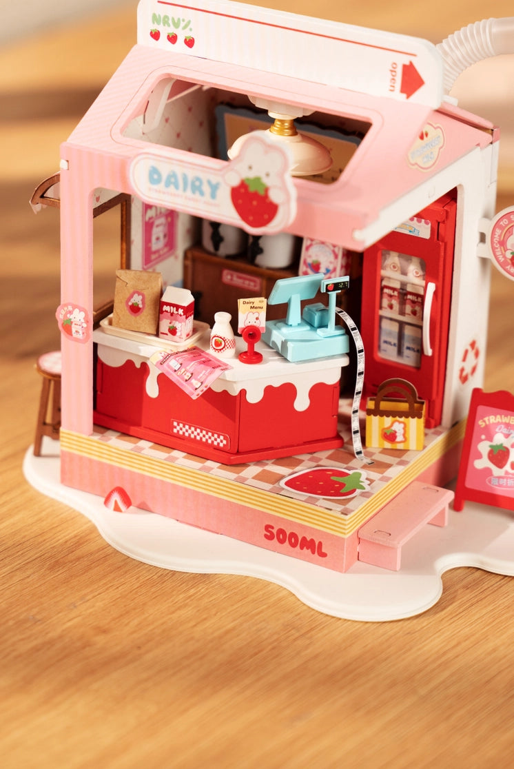 DIY Miniature House Kit: Strawberry Milk Box