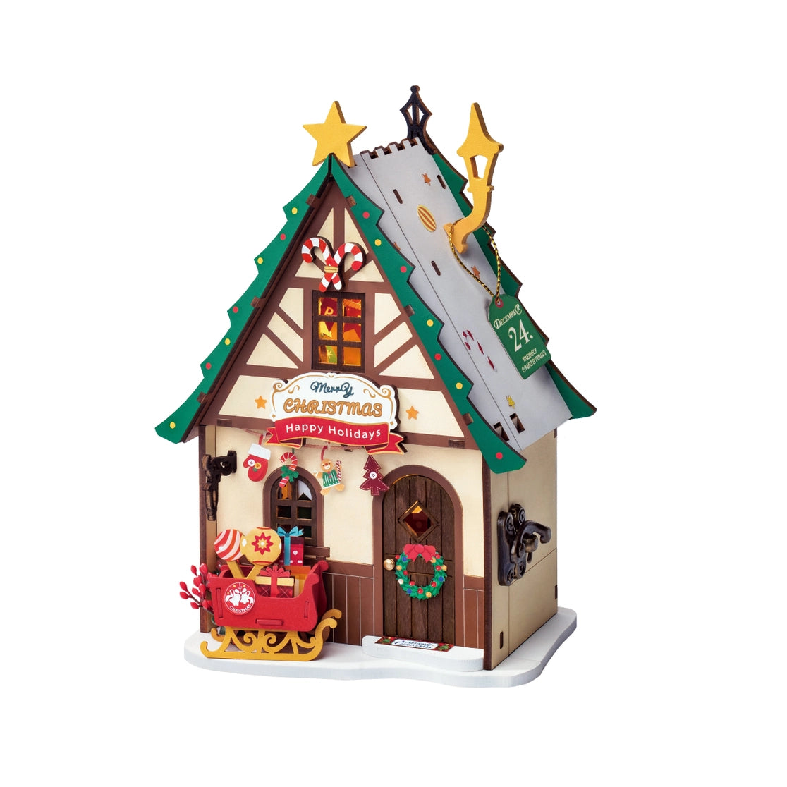 Perfect for crafters of all skill levels, this kit includes everything you need-pre-cut materials, vibrant paints, and easy-to-follow instructions. Assemble and decorate your miniature masterpiece, then proudly display it as a unique addition to your holiday decor. Whether as a gift or a personal keepsake, this delightful Christmas house is sure to bring joy and wonder to your festive celebrations!