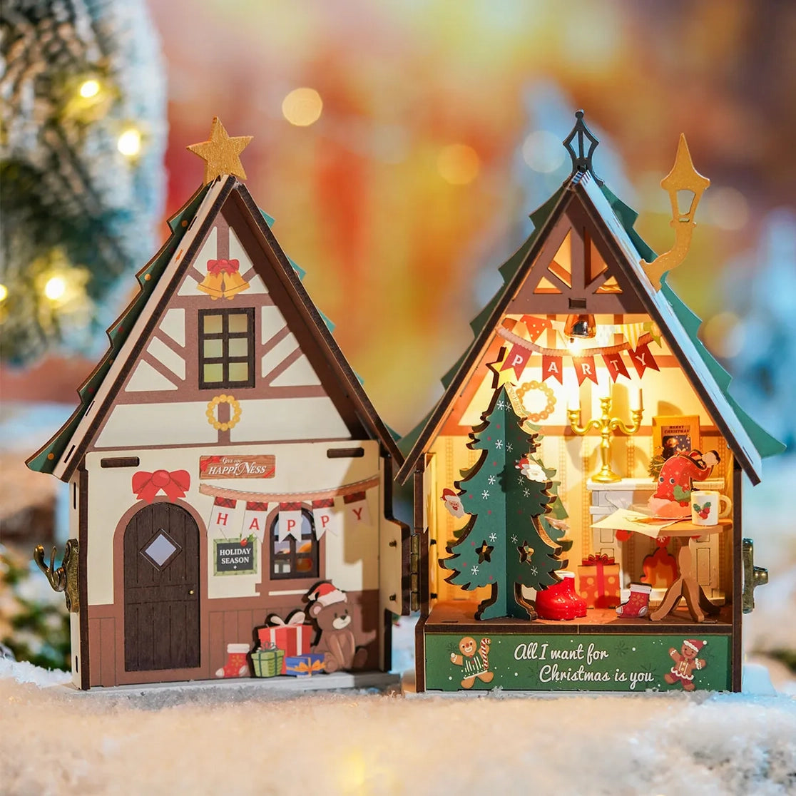 Perfect for crafters of all skill levels, this kit includes everything you need-pre-cut materials, vibrant paints, and easy-to-follow instructions. Assemble and decorate your miniature masterpiece, then proudly display it as a unique addition to your holiday decor. Whether as a gift or a personal keepsake, this delightful Christmas house is sure to bring joy and wonder to your festive celebrations!