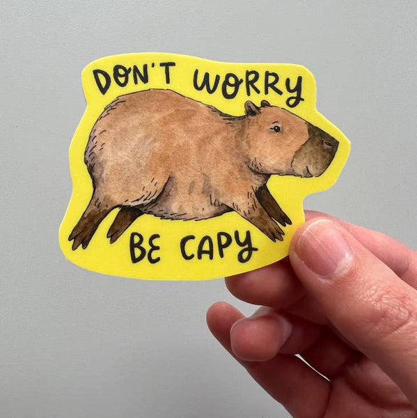 Capybara Sticker - Don't Worry Be Capy Vinyl Decal For Laptop, Water Bottle, Car