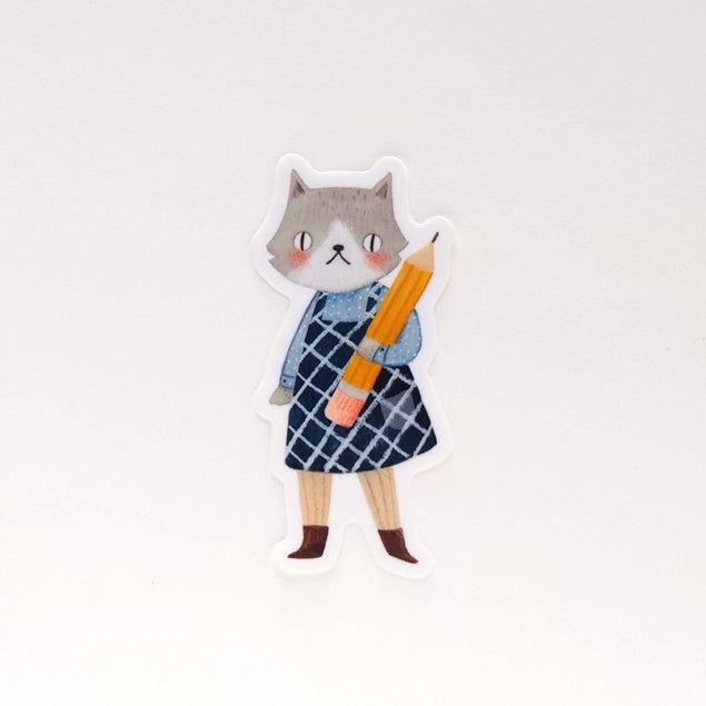 Drawing Cat Girl Vinyl Sticker