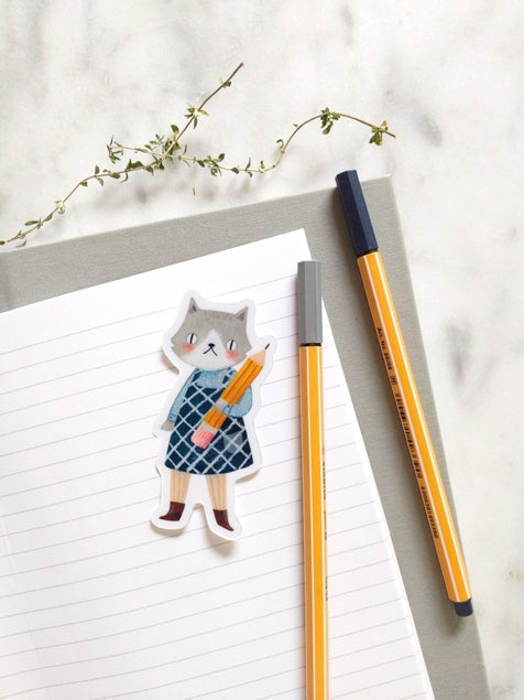 Drawing Cat Girl Vinyl Sticker