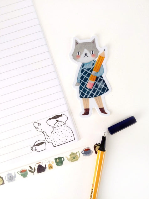 Drawing Cat Girl Vinyl Sticker