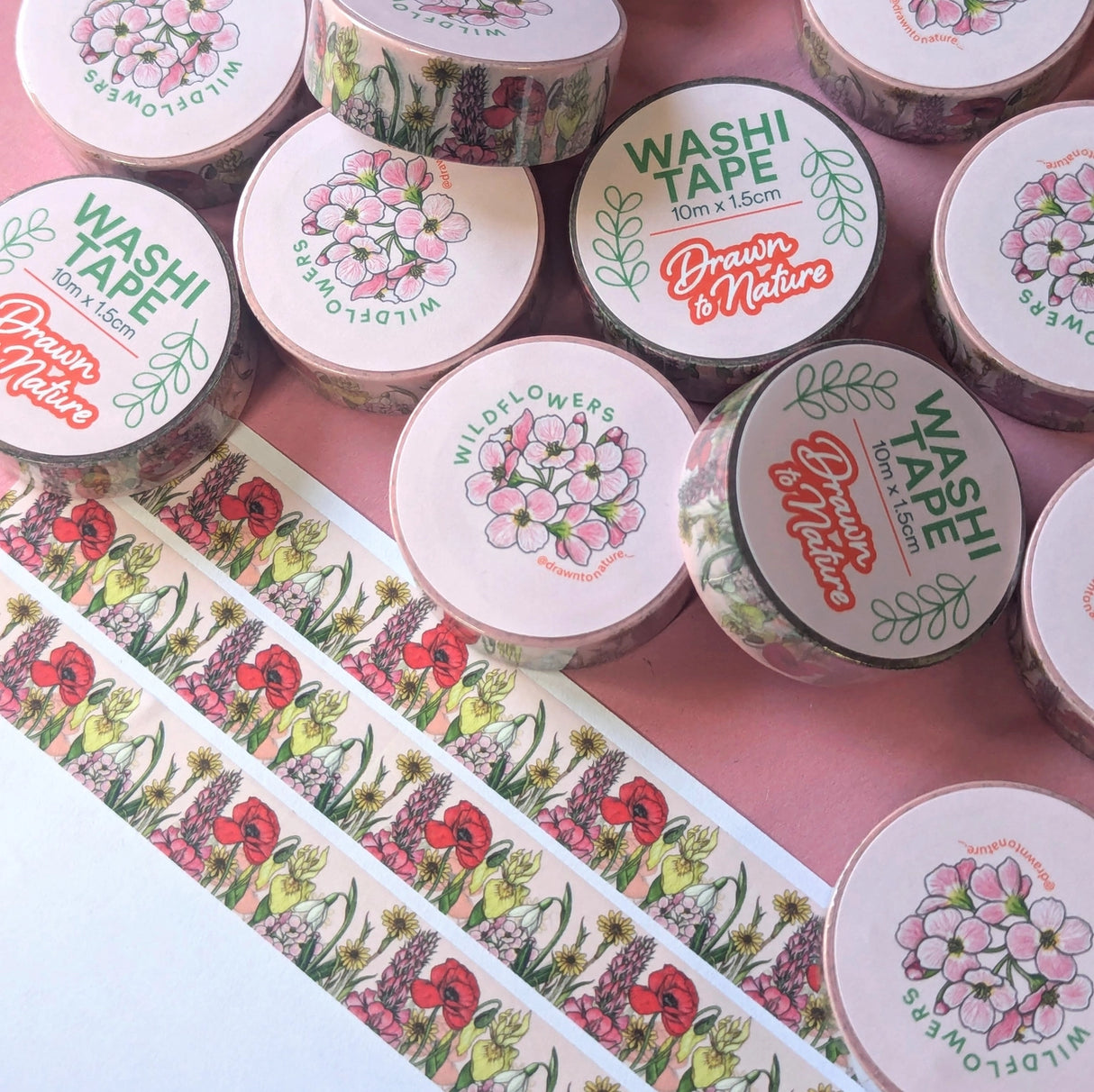 Wildflowers Washi Tape 🌼🌸💐

This decorative washi tape was designed using the illustrations from my new 'Wildflowers' print! Featuring a pale pink coloured background. Perfect for as a stationery lover gift, or to keep for yourself to decorate your bullet journal, planner or for scrapbooking!

This is a single sided paper washi tape, each comes wrapped in cello for extra protection

Size: - 1.5cm Wide x 10m Length