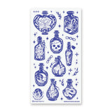 🔮🌿 Bottle up the magic with @peregrinejazmin’s mesmerizing collection of midnight-blue treasures! Filled with delicate florals, shimmering stars, crystal charms, and mysterious little creatures, each bottle feels like a curious charm bottled up under starlight. This sheet is perfect for adding a splash of potion-shop magic to any page.

Art by: @peregrinejazmin