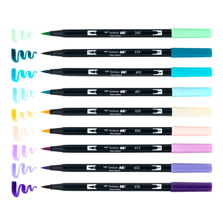Tombow Dual Brush Pen Art Markers, Mermaids, 10-Pack