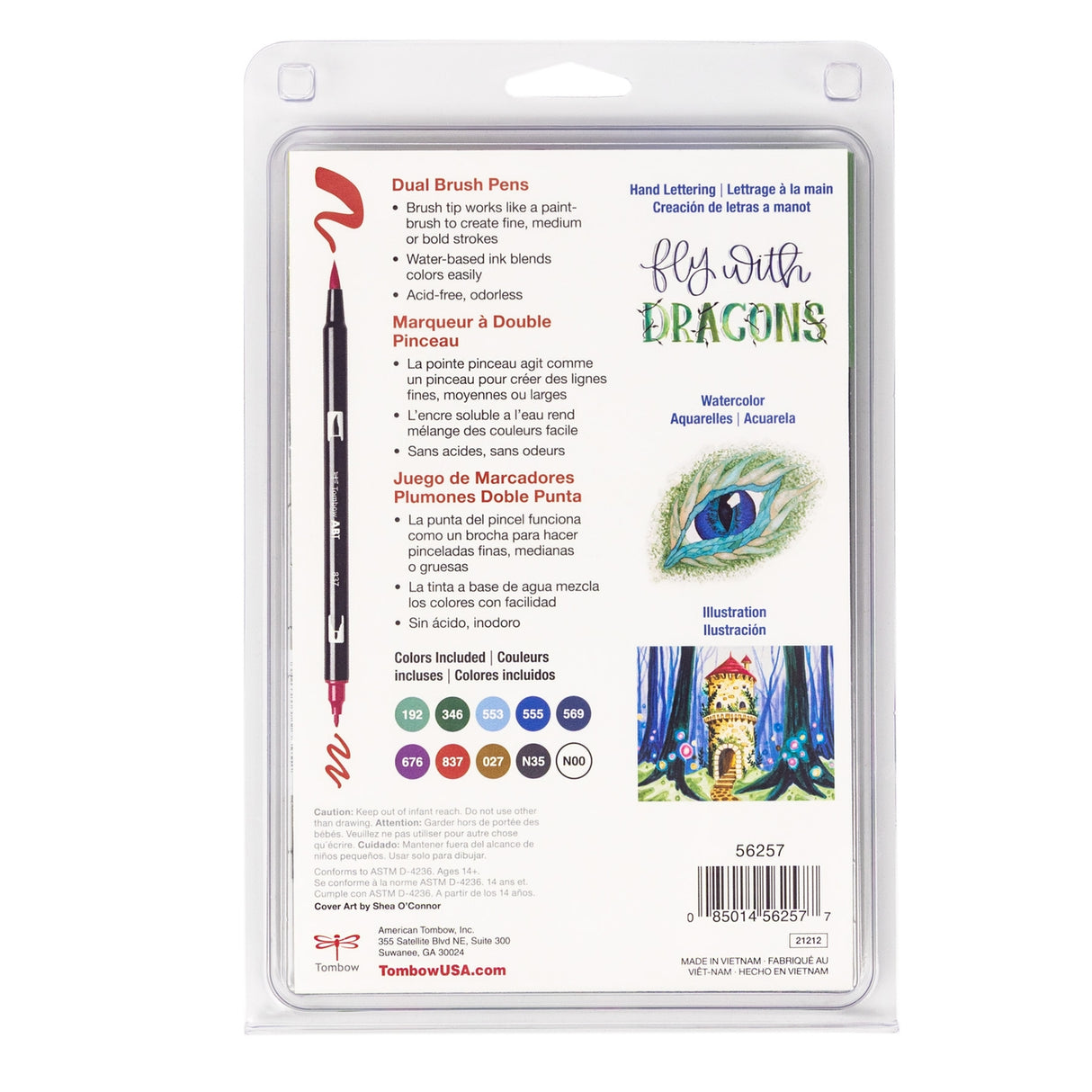 Tombow Dual Brush Pen Art Markers, Dragons, 10-Pack