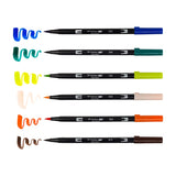 Dual Brush Pen Art Markers, Manga Illustration, Wind 6-Pack