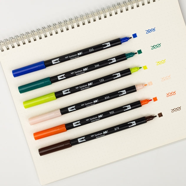 Dual Brush Pen Art Markers, Manga Illustration, Wind 6-Pack