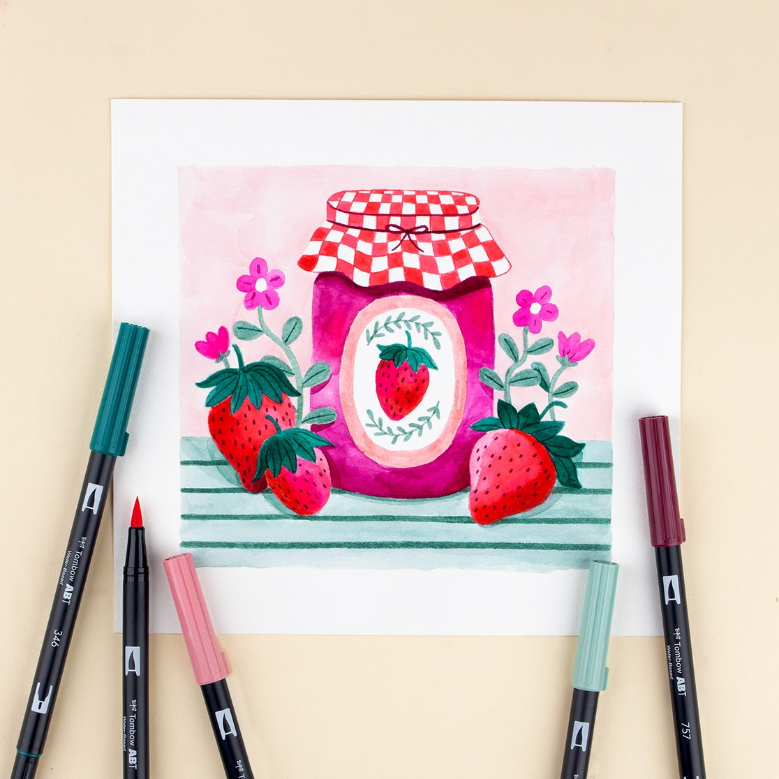 Dual Brush Pen Art Markers Very Berry, 6-Pack
