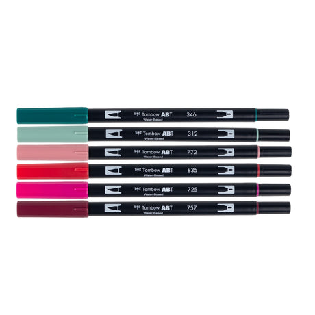 Dual Brush Pen Art Markers Very Berry, 6-Pack