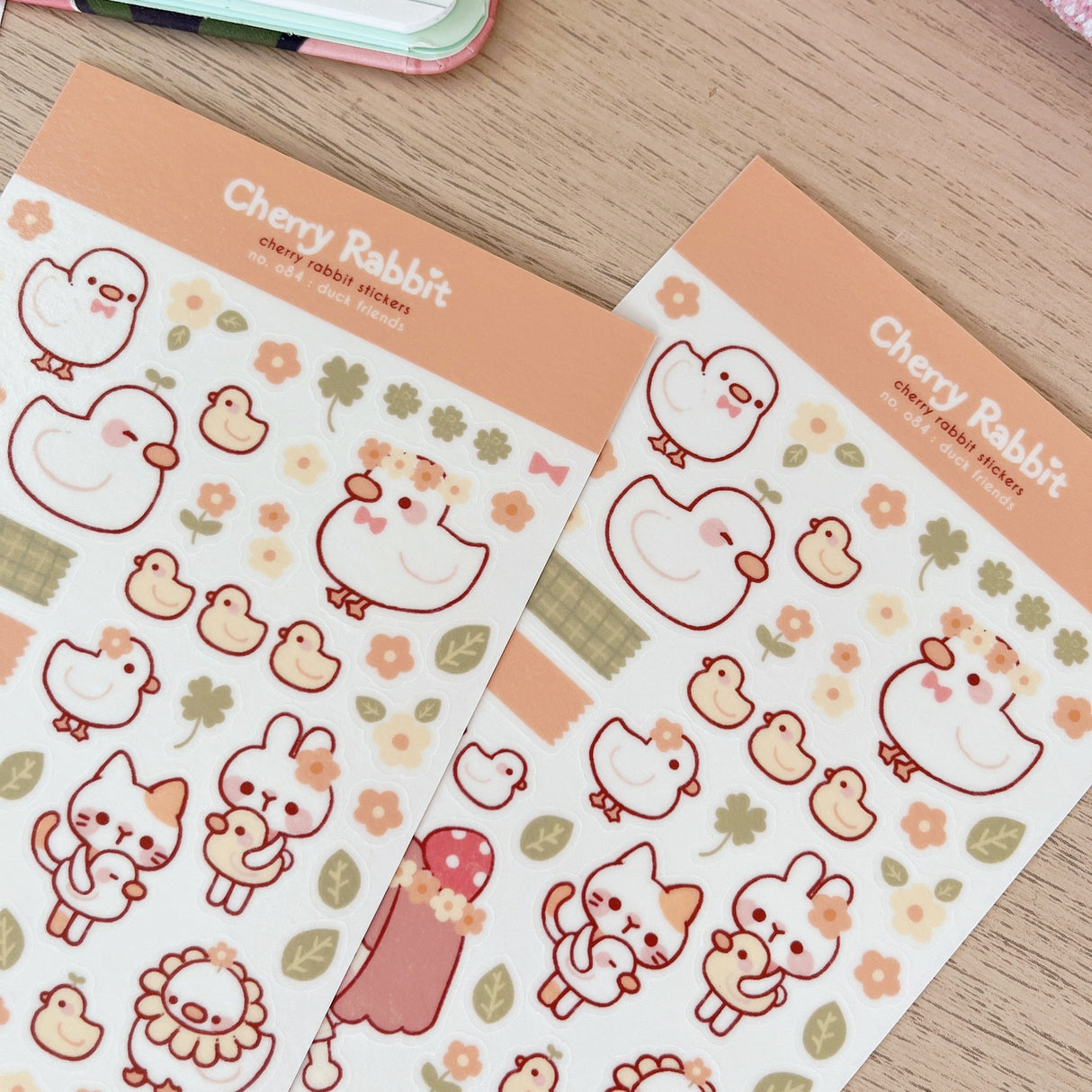 Cherry Rabbit Duck Friends Sticker Sheet