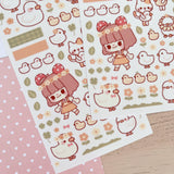 Cherry Rabbit Duck Friends Sticker Sheet