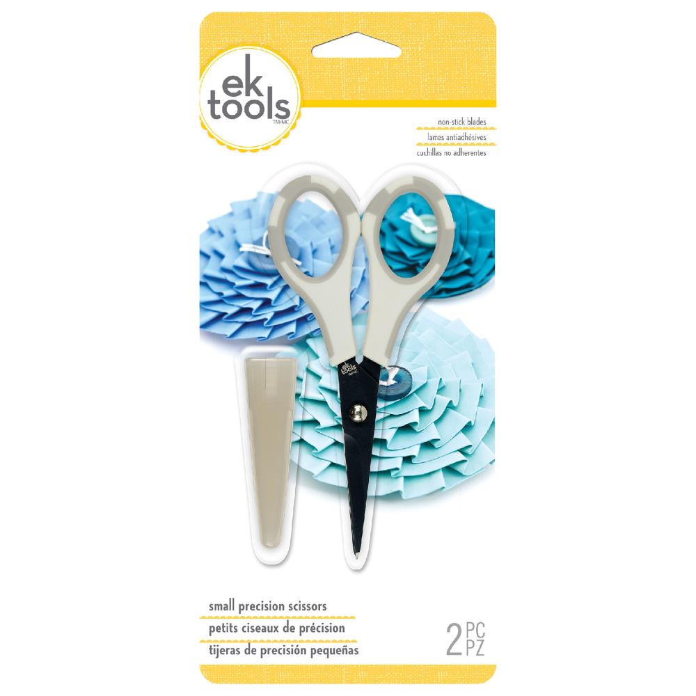 These scissors feature a comfort grip handle that make them perfect to use on all your craft projects! They have non-stick blades and can be used for both right and left handed people.&nbsp;

This package contains Small Precision Scissors, one 5 inch long pair of scissors with a safety cover.