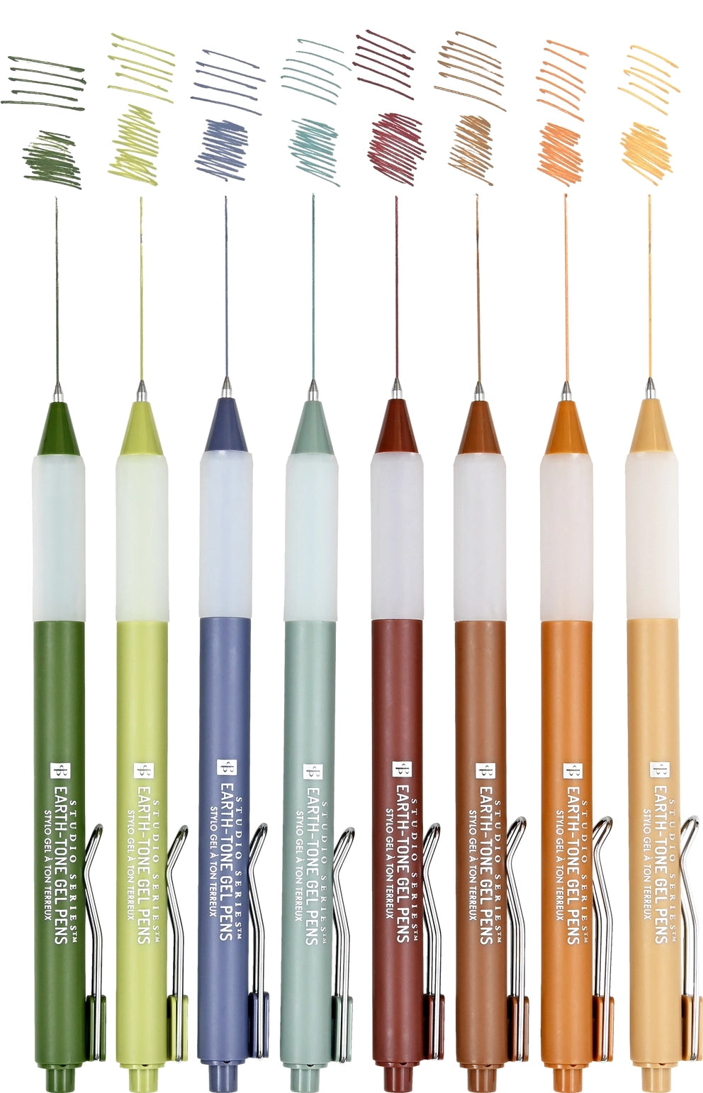 Quick-drying fine-tip gel pens with expressive earth-tone colors provide a seamless flow of ink for a flawless writing experience!   Retractable gel pens are perfect for intricate journaling, drawing, planning, and more!  Ultra-fine 0.5 mm tips for precision writing.  Smudge-free. No bleed-through.  Choose from a palette of 8 earth tones to bring a touch of nature to all your writing projects.  Perfect for sketching, note-taking, and correspondence.  8 earth-tone colors feature greens, blues, and browns.  