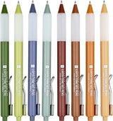 Quick-drying fine-tip gel pens with expressive earth-tone colors provide a seamless flow of ink for a flawless writing experience!   Retractable gel pens are perfect for intricate journaling, drawing, planning, and more!  Ultra-fine 0.5 mm tips for precision writing.  Smudge-free. No bleed-through.  Choose from a palette of 8 earth tones to bring a touch of nature to all your writing projects.  Perfect for sketching, note-taking, and correspondence.  8 earth-tone colors feature greens, blues, and browns.  