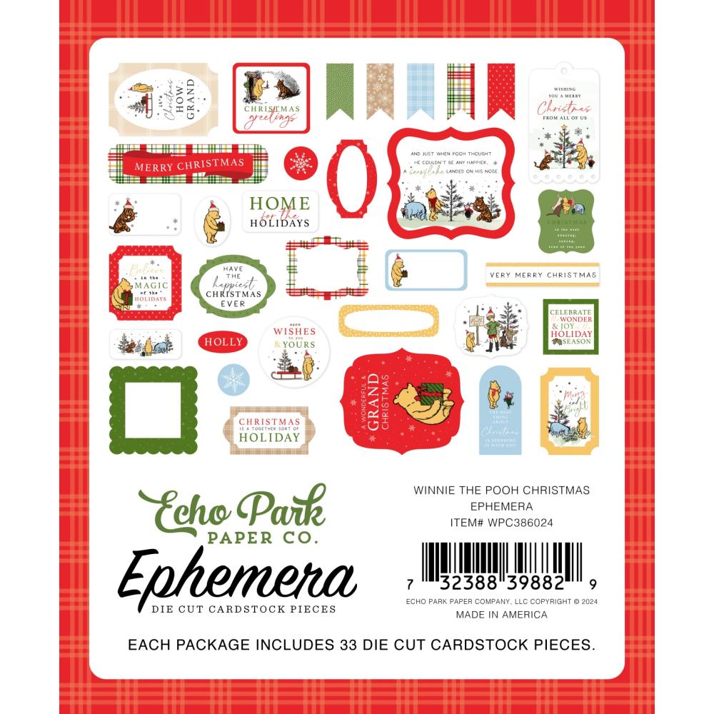 Echo Park Ephemera - Icons, Winnie The Pooh Christmas