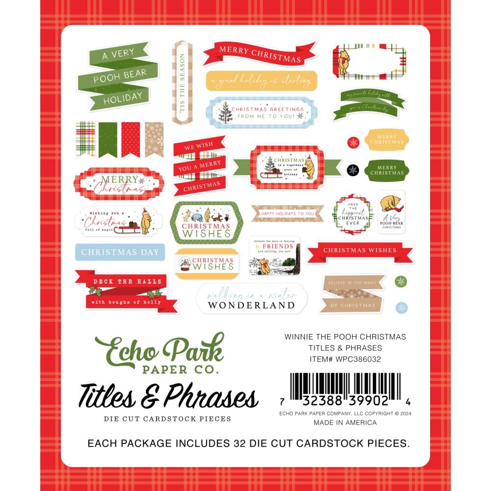 Echo Park Ephemera - Title & Phrase, Winnie The Pooh Christmas