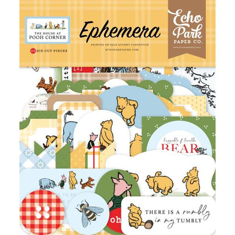 With designs as sweet as honey, welcome Pooh and his friends into your projects with the NEW The House At Pooh Corner Collection. 

This Ephemera pieces pack includes 33 individually cut cardstock pieces that feature elements and designs that coordinate with The House At Pooh Corner collection. All of our Echo Park Paper Co. paper products are both acid free and lignin free and made in the USA.