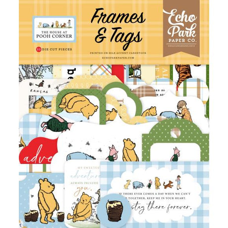 With designs as sweet as honey, welcome Pooh and his friends into your projects with the NEW The House At Pooh Corner Collection.&nbsp;

This Ephemera pieces pack includes 33 individually cut cardstock pieces that feature elements and designs that coordinate with The House At Pooh Corner collection. All of our Echo Park Paper Co. paper products are both acid free and lignin free and made in the USA.