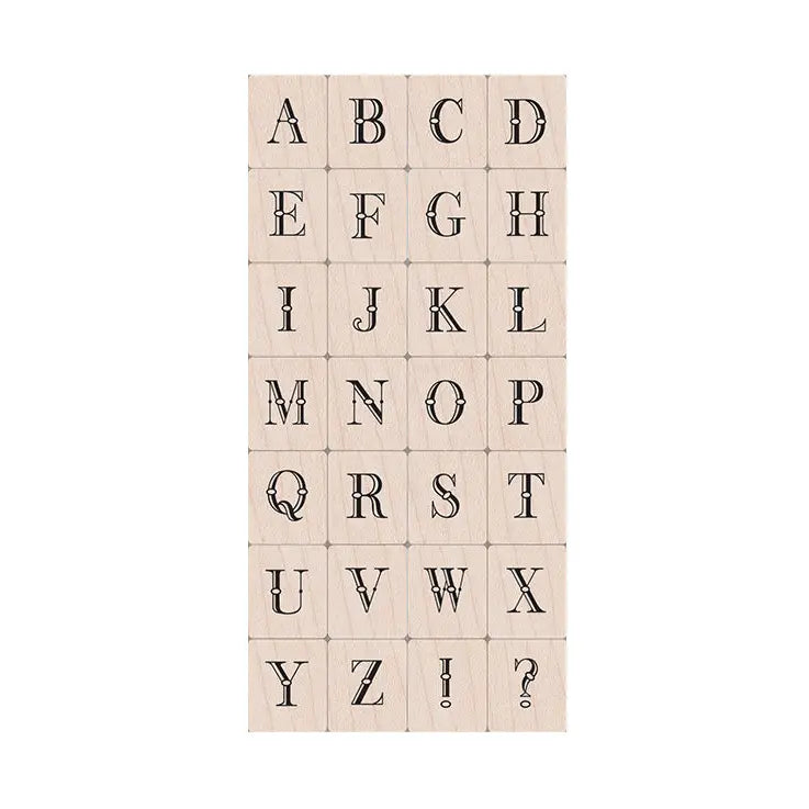 The Hero Arts Printer's Type Alphabet set contains 28 woodblock stamps in an elegant font.

Hero Arts woodblock stamp sets are designed and packaged for stamping perfection. They are mounted on North American maple from sustainable forests for precision and long-lasting quality. Each set features original designs from our award-winning design team that matches the styles and trends of the day.