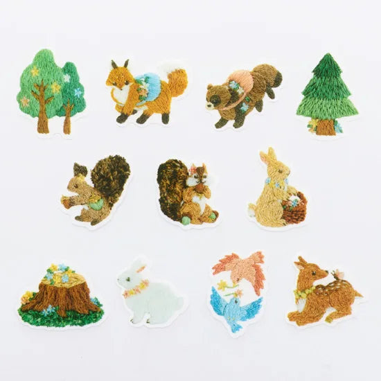 Embroidery Forest Critters Washi Roll Sticker Bande