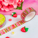 Add a pop of strawberry fun to your projects with our adorable Strawberry Bookshelf washi tape! Perfect for using in your planner, crafts, scrapbooking, and creative decorating, this cute washi tape sticks securely yet removes cleanly without damage.&nbsp;

Details:

Size: 15mm width x 10m length
Removable Washi Tape
Slightly Transparent
Features my hand drawn design as a repeat pattern