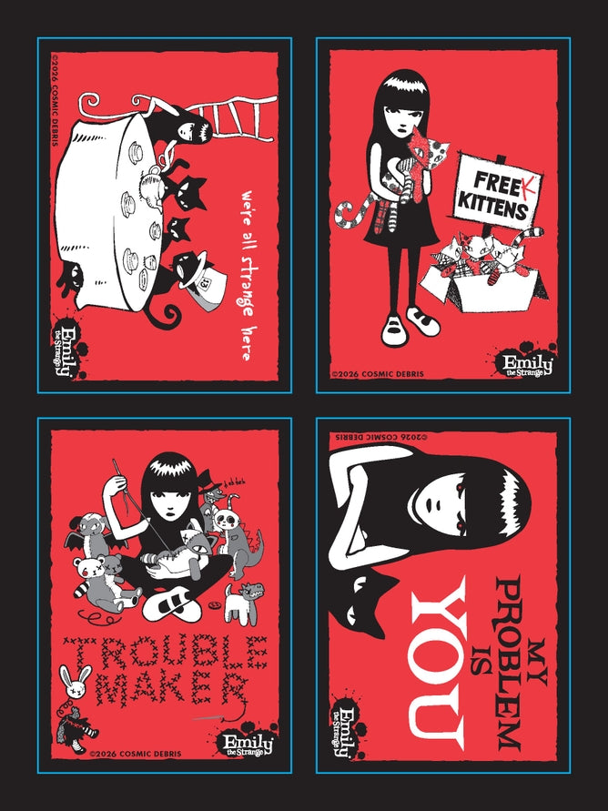 Funny Sticker Book: Being strange has never been more fun with more than 100 stickers featuring the original goth girl! Stick them anywhere: laptops, water bottles, mugs, notebooks, fridge doors, and bags. Grow your Emily collection and dive deeper into the fandom with this new and nostalgic 25th anniversary sticker set.