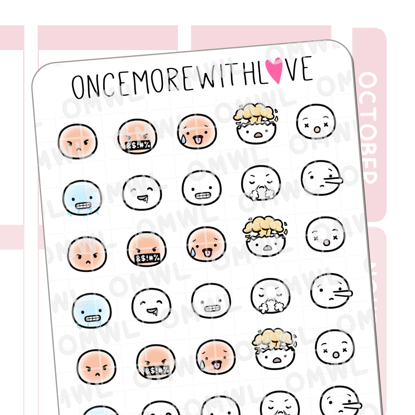 Emotional face emojis! We have 7 other sheets with different designs too!