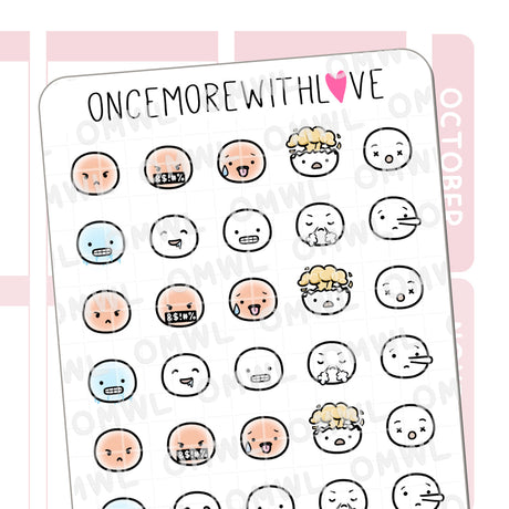 Emotional face emojis! We have 7 other sheets with different designs too!