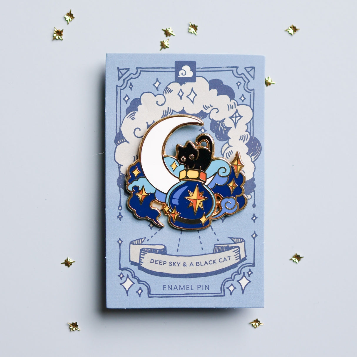 Thousand Skies Deep Sky and A Black Cat Enamel Pin