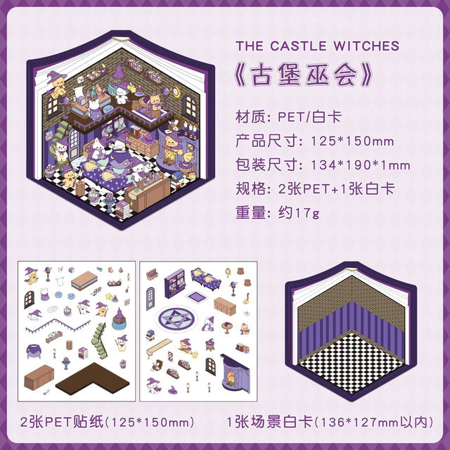 Enchantment Phantom Miniature Stereoscopic Scene - The Castle Witches