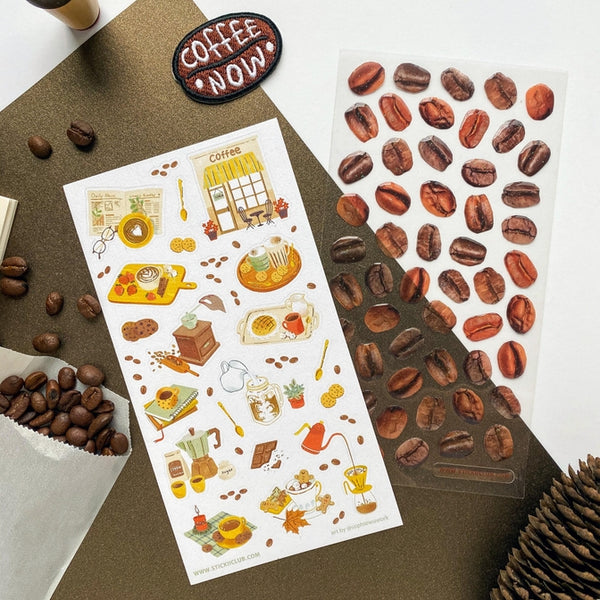 Epoxy Coffee Beans Sticker Sheet