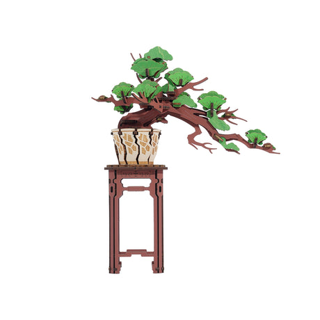 This intricately designed puzzle invites you to assemble a lush, detailed bonsai tree, capturing the essence of a peaceful, natural landscape. Each precision-cut wooden piece comes together effortlessly, allowing you to create a miniature masterpiece that symbolizes strength, resilience, and tranquility. Whether you're a puzzle lover, a fan of bonsai trees, or looking for a unique gift, this evergreen pine bonsai tree makes for a perfect addition to any collection.

With no glue or special tools required, t