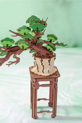 This intricately designed puzzle invites you to assemble a lush, detailed bonsai tree, capturing the essence of a peaceful, natural landscape. Each precision-cut wooden piece comes together effortlessly, allowing you to create a miniature masterpiece that symbolizes strength, resilience, and tranquility. Whether you're a puzzle lover, a fan of bonsai trees, or looking for a unique gift, this evergreen pine bonsai tree makes for a perfect addition to any collection.

With no glue or special tools required, t