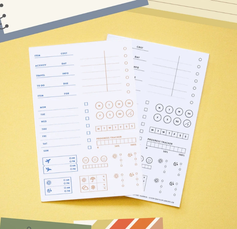 This set is great for tracking projects and weekly lists in your journals and planners!

Use this set for scrapbooking, Project Life, planners, travel journals, and bullet journals! 4x6 clear stamp set, includes 16 stamps.