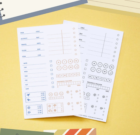 This set is great for tracking projects and weekly lists in your journals and planners!

Use this set for scrapbooking, Project Life, planners, travel journals, and bullet journals! 4x6 clear stamp set, includes 16 stamps.