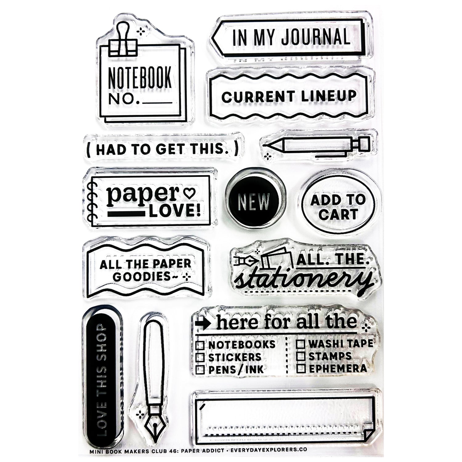 Everyday Explorers Paper Addict - 4x6 Clear Stamp Set