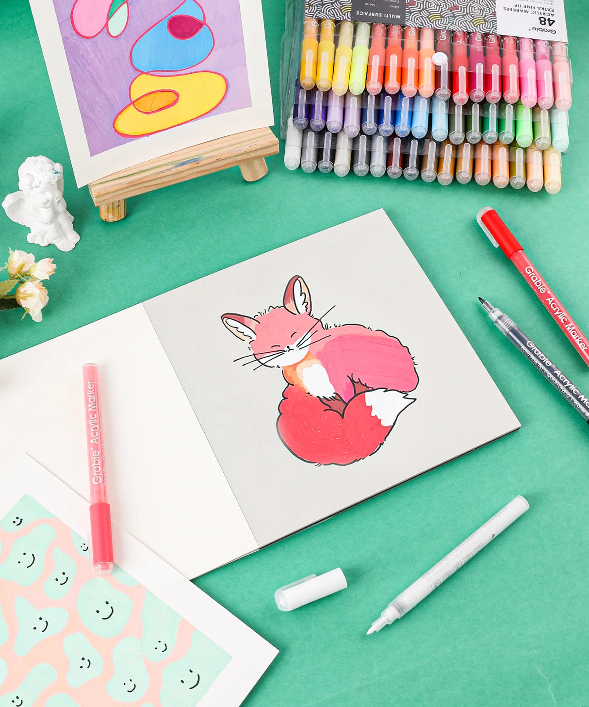 Our fine tip markers have a 0.7mm point for beautiful crisp and clean lines. A must for any artist creating drawings, technical work, or illustrations. The 48 colors are bright, quick flowing, and fast drying. Made to write practically everywhere, vivid Grabie markers eliminate dullness and boring.