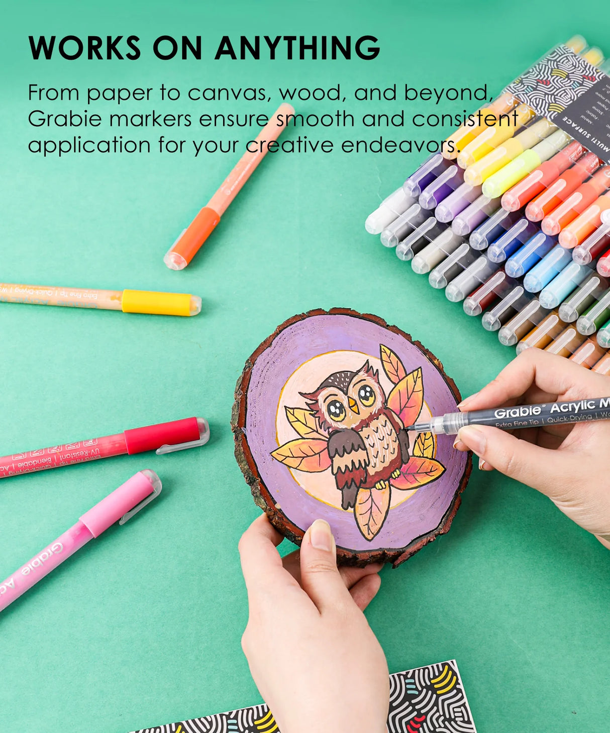 Our fine tip markers have a 0.7mm point for beautiful crisp and clean lines. A must for any artist creating drawings, technical work, or illustrations. The 48 colors are bright, quick flowing, and fast drying. Made to write practically everywhere, vivid Grabie markers eliminate dullness and boring.