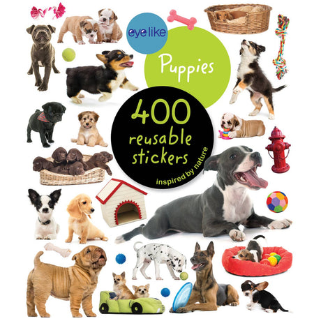 Over 400 irresistible, reusable, and collectible stickers to mix, match, and trade! Part of the bestselling Eyelike Stickers series, Eyelike Stickers: Puppies will delight every kid and crafter who loves cuddly pets. Collection of puppies and related items with eyelike branding on a white background