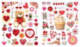 Over 400 irresistible, reusable, and collectible stickers to mix, match, and trade!

Stuffed with over 400 cute and bright hearts, kisses, and Valentine themed designs, kids can decorate valentines day cards, embellish notebooks, and stick on windows to their hearts desire! These peel-and-place stickers are perfect for creating your own work of art anytime, anywhere, and are designed to be stuck on, peeled off, and stuck on again without tearing or losing their stick. The front and back inside covers are gl