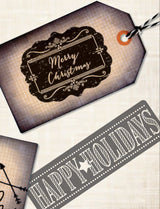 Sello de pizarra con texto Feliz Navidad