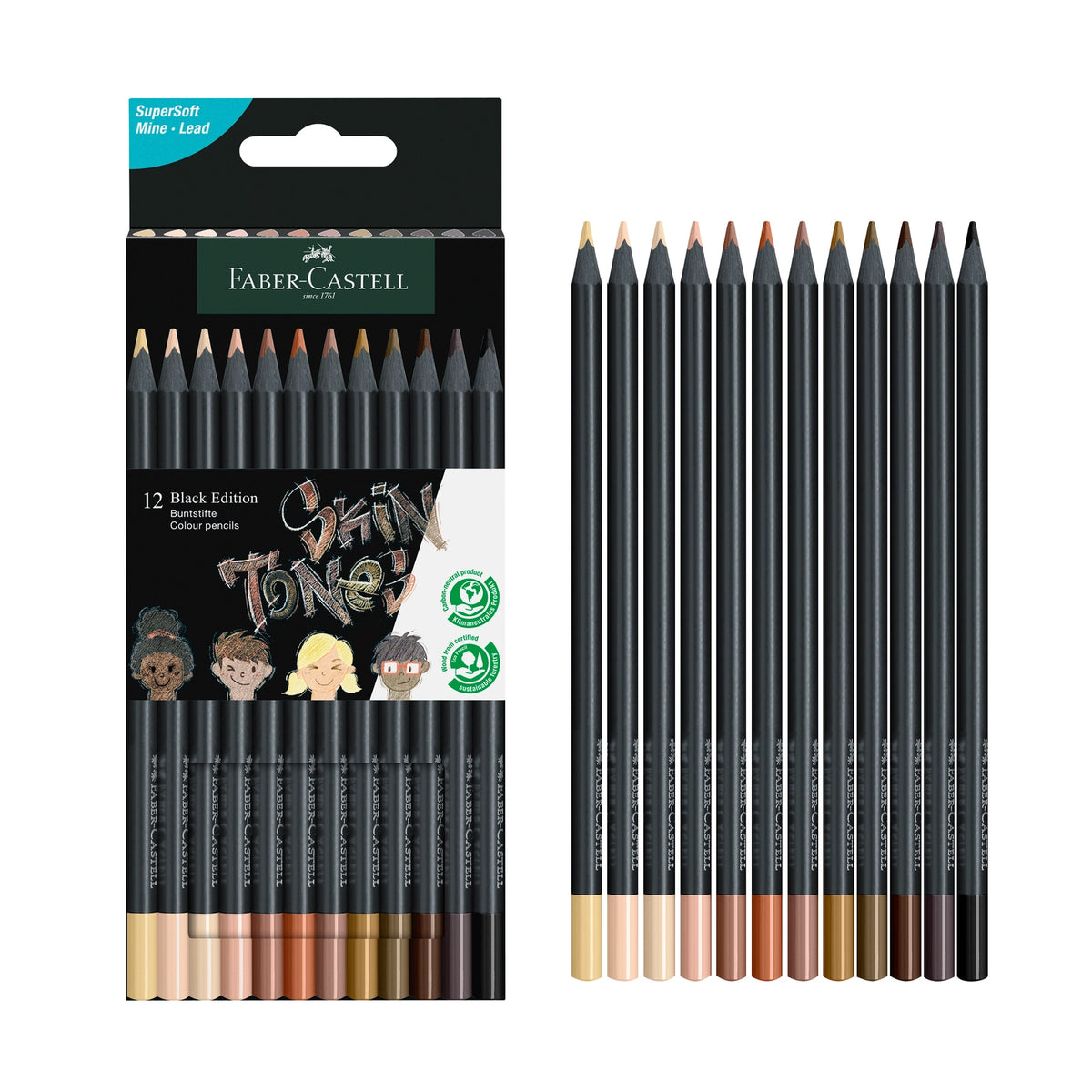 Black Edition Color Pencils with black wood and supersoft leads have great effects on light and even colored and dark paper. Pure Color!