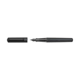 The Hexo Fountain Pen features an anodized aluminum barrel in sophisticated matte black. The anodizing treatment forms a protective outer layer of oxide that gives the pen its special color and makes it even more robust.